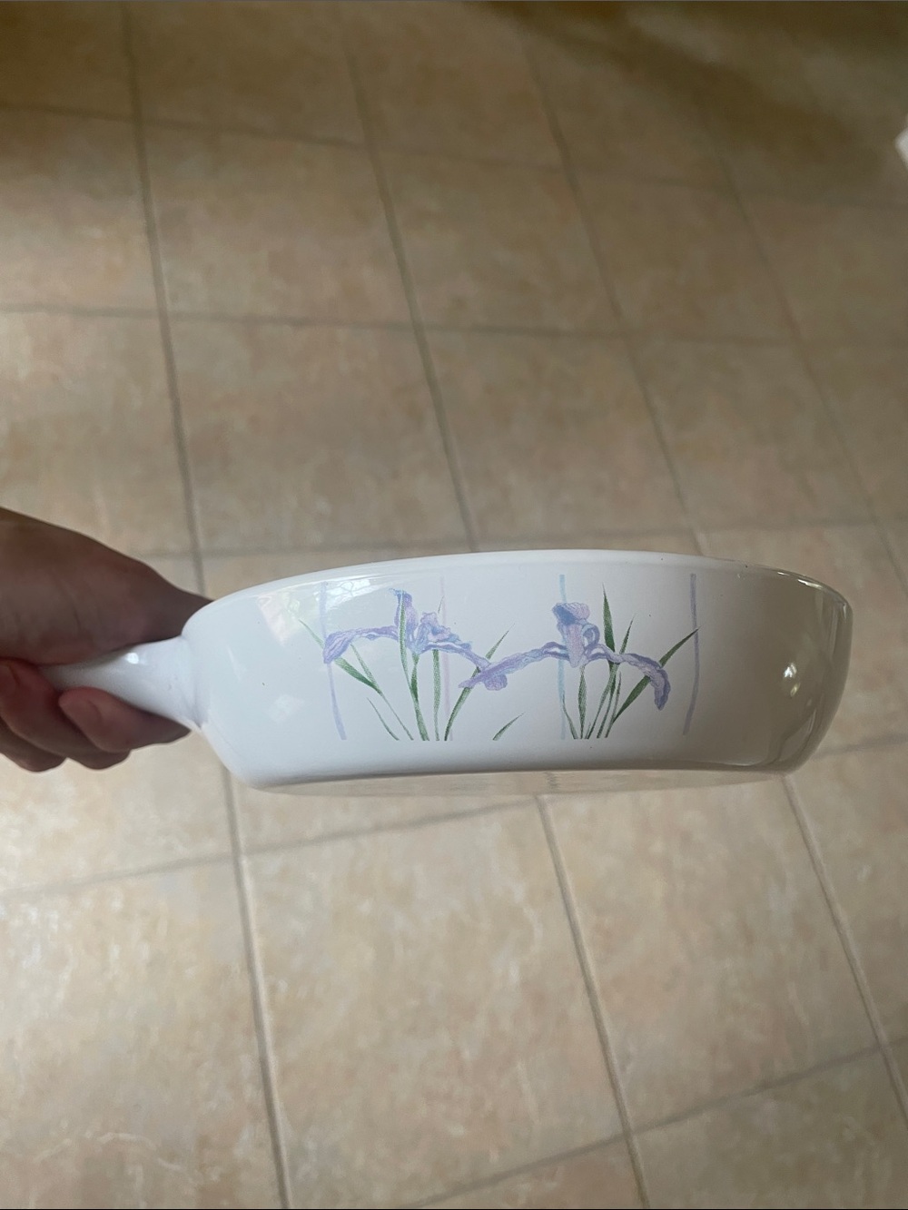 🖤5/$25 cohning ware 7 in iris flowers baking dish with handle